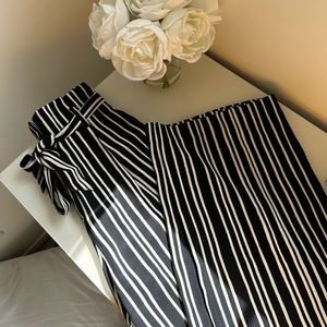 H&M Striped Wide Leg Trousers